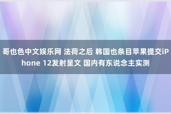 哥也色中文娱乐网 法荷之后 韩国也条目苹果提交iPhone 