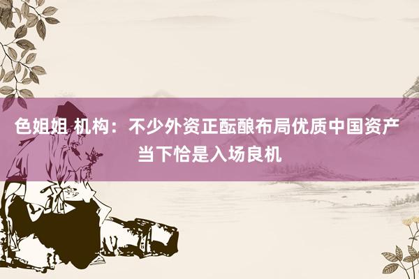 色姐姐 机构：不少外资正酝酿布局优质中国资产 当下恰是入场良机
