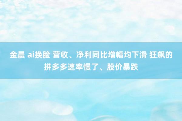 金晨 ai换脸 营收、净利同比增幅均下滑 狂飙的拼多多速率慢了、股价暴跌