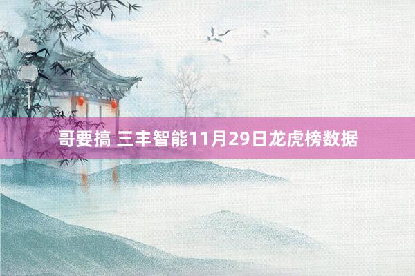 哥要搞 三丰智能11月29日龙虎榜数据