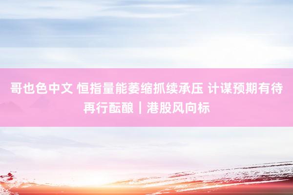 哥也色中文 恒指量能萎缩抓续承压 计谋预期有待再行酝酿｜港股