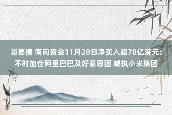 哥要搞 南向资金11月28日净买入超78亿港元：不时加仓阿里