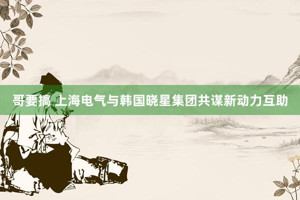 哥要搞 上海电气与韩国晓星集团共谋新动力互助
