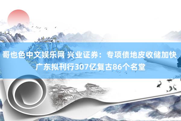 哥也色中文娱乐网 兴业证券：专项债地皮收储加快 广东拟刊行307亿复古86个名堂