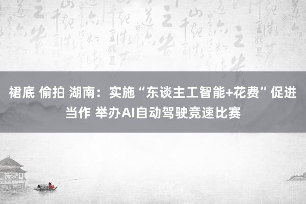 裙底 偷拍 湖南：实施“东谈主工智能+花费”促进当作 举办AI自动驾驶竞速比赛